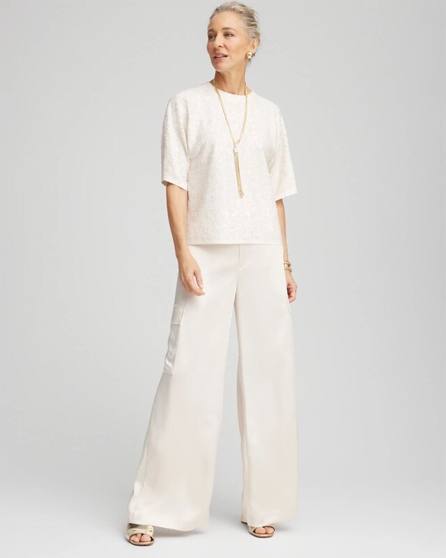 Short Sleeved Sequin Pullover Sweater - image 2